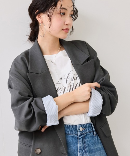 VIS（ビス）の「オーバーサイズテーラージャケット（テーラードジャケット・レディース・キャメル/チャコールグレー・FREE）」の18枚目の写真