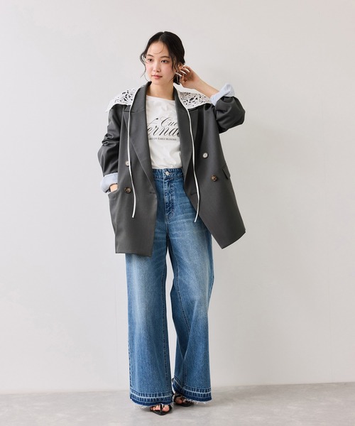 VIS（ビス）の「オーバーサイズテーラージャケット（テーラードジャケット・レディース・キャメル/チャコールグレー・FREE）」の21枚目の写真