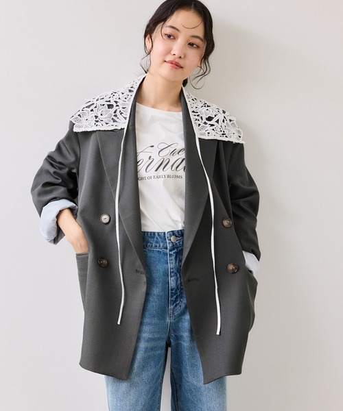 VIS（ビス）の「オーバーサイズテーラージャケット（テーラードジャケット・レディース・キャメル/チャコールグレー・FREE）」の19枚目の写真