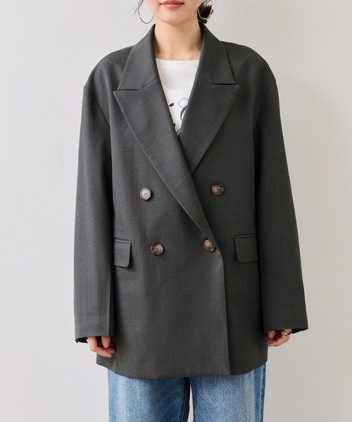 VIS（ビス）の「オーバーサイズテーラージャケット（テーラードジャケット・レディース・キャメル/チャコールグレー・FREE）」の22枚目の写真