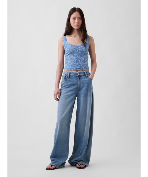 GAP（ギャップ）の「アイレット クロップド ビスチェトップス（シャツ/ブラウス・レディース・ブルー・M/S/XS/L/XXS）」の5枚目の写真