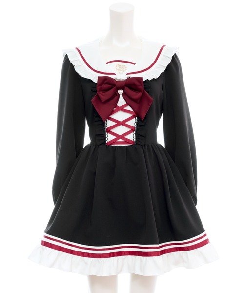 Secret Honey（シークレットハニー）の「フロントレースアップセーラーワンピース（ワンピース・レディース・グレー/ブラック・MEDIUM）」の13枚目の写真