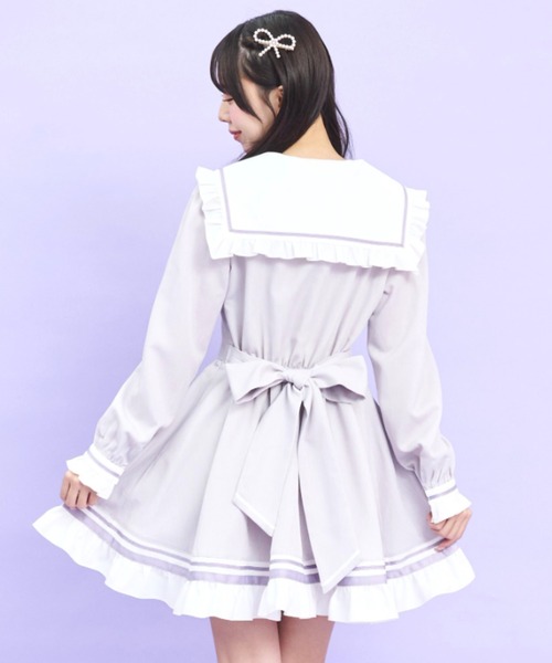 Secret Honey（シークレットハニー）の「フロントレースアップセーラーワンピース（ワンピース・レディース・グレー/ブラック・MEDIUM）」の8枚目の写真