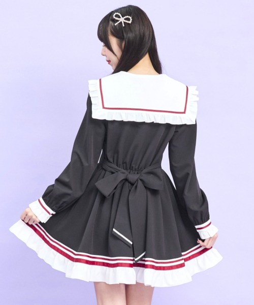 Secret Honey（シークレットハニー）の「フロントレースアップセーラーワンピース（ワンピース・レディース・グレー/ブラック・MEDIUM）」の11枚目の写真