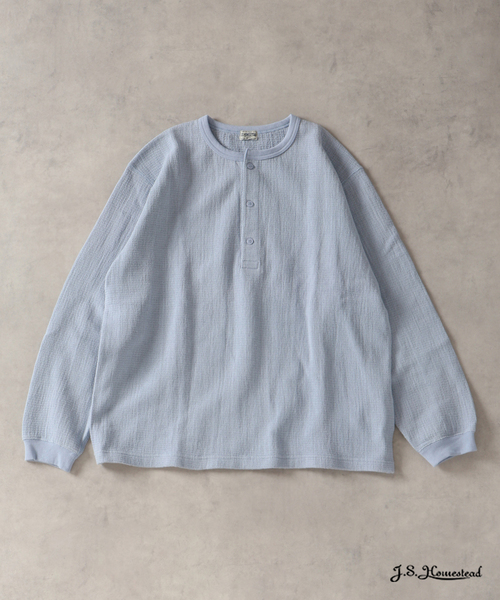 JOURNAL STANDARD J.S HOMESTEAD（ジャーナルスタンダードホームステッド）の「J.S.Homestead / レノ メッシュ ファブリック ヘンリー ネック ロンT（Tシャツ/カットソー・メンズ・ブラック/サックスブルー/アイボリー/ブラウン系その他・MEDIUM/LARGE）」の4枚目の写真