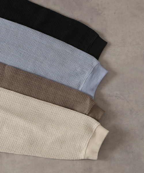 JOURNAL STANDARD J.S HOMESTEAD（ジャーナルスタンダードホームステッド）の「J.S.Homestead / レノ メッシュ ファブリック ヘンリー ネック ロンT（Tシャツ/カットソー・メンズ・ブラック/サックスブルー/アイボリー/ブラウン系その他・MEDIUM/LARGE）」の5枚目の写真