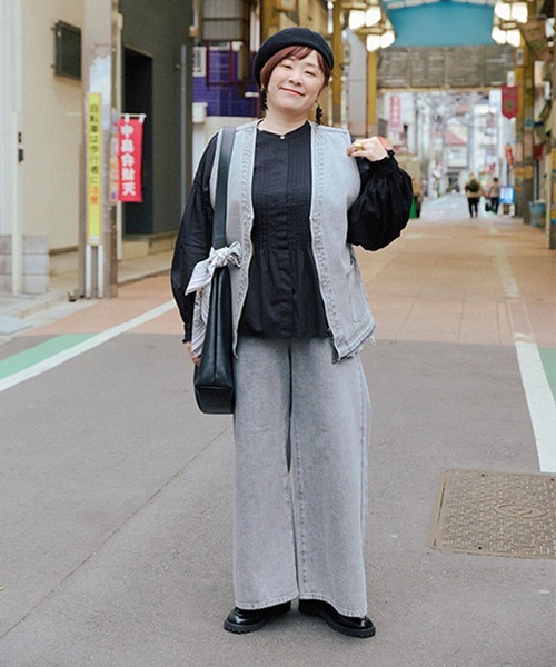 studio CLIP（スタディオクリップ）の「【さかもってぃ企画】食後でもすっきり見えちゃうブラウス（シャツ/ブラウス・レディース・ピンク/インディゴブルー/ブラック・FREE）」の8枚目の写真