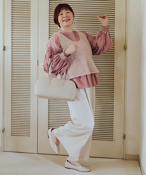 studio CLIP（スタディオクリップ）の「【さかもってぃ企画】食後でもすっきり見えちゃうブラウス（シャツ/ブラウス・レディース・ピンク/インディゴブルー/ブラック・FREE）」の14枚目の写真