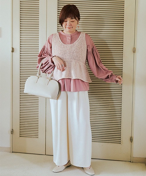 studio CLIP（スタディオクリップ）の「【さかもってぃ企画】食後でもすっきり見えちゃうブラウス（シャツ/ブラウス・レディース・ピンク/インディゴブルー/ブラック・FREE）」の15枚目の写真