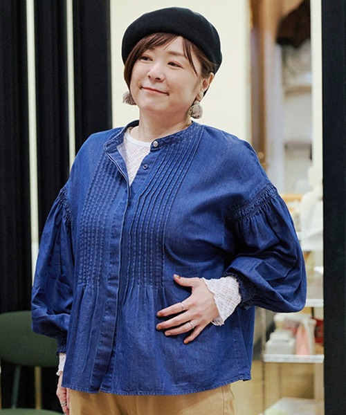 studio CLIP（スタディオクリップ）の「【さかもってぃ企画】食後でもすっきり見えちゃうブラウス（シャツ/ブラウス・レディース・ピンク/インディゴブルー/ブラック・FREE）」の16枚目の写真