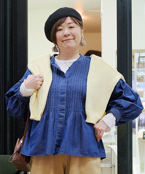 studio CLIP（スタディオクリップ）の「【さかもってぃ企画】食後でもすっきり見えちゃうブラウス（シャツ/ブラウス・レディース・ピンク/インディゴブルー/ブラック・FREE）」の17枚目の写真