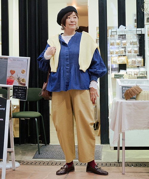 studio CLIP（スタディオクリップ）の「【さかもってぃ企画】食後でもすっきり見えちゃうブラウス（シャツ/ブラウス・レディース・ピンク/インディゴブルー/ブラック・FREE）」の21枚目の写真