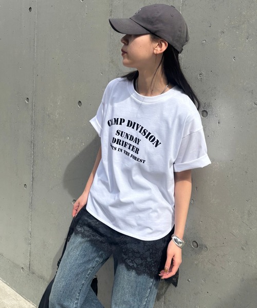 COLONY 2139(コロニートゥーワンスリーナイン)の「camp divisionTシャツ(Tシャツ/カットソー・レディース・ホワイト/オレンジ/ネイビー/ミント/ブラック・FREE)」の7枚目の写真
