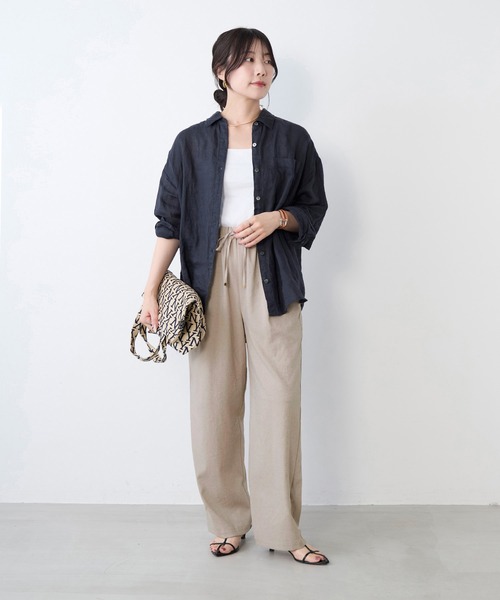 MICA&DEAL(マイカ&ディール)の「リネンライクイージーパンツ(その他パンツ・レディース・ライトベージュ/ブラック/ベージュ・FREE)」の16枚目の写真