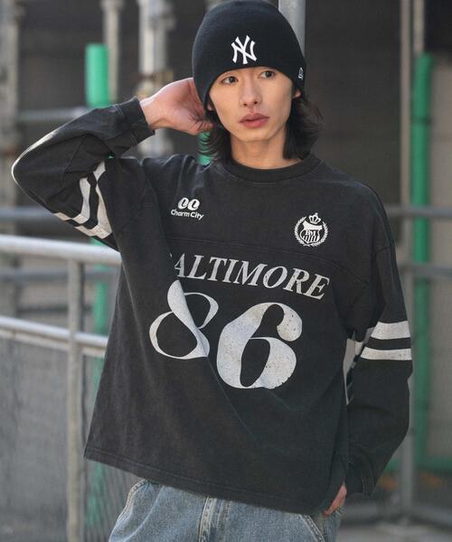 WEGO（ウィゴー）の「WEGO/【26年春夏新作】ナンバリングT(LS)（Tシャツ/カットソー・メンズ・レッド/ネイビー/ブラック・MEDIUM/LARGE）」の6枚目の写真