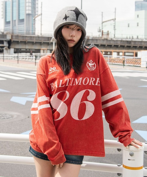 WEGO（ウィゴー）の「WEGO/【26年春夏新作】ナンバリングT(LS)（Tシャツ/カットソー・メンズ・レッド/ネイビー/ブラック・MEDIUM/LARGE）」の12枚目の写真