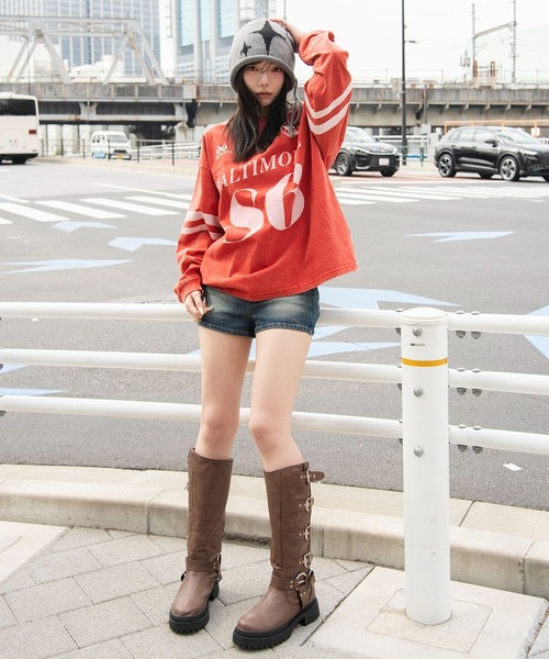 WEGO（ウィゴー）の「WEGO/【26年春夏新作】ナンバリングT(LS)（Tシャツ/カットソー・メンズ・レッド/ネイビー/ブラック・MEDIUM/LARGE）」の4枚目の写真