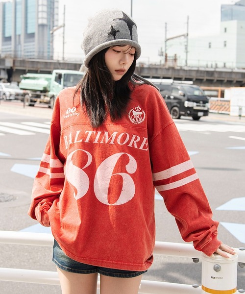 WEGO（ウィゴー）の「WEGO/【26年春夏新作】ナンバリングT(LS)（Tシャツ/カットソー・メンズ・レッド/ネイビー/ブラック・MEDIUM/LARGE）」の13枚目の写真