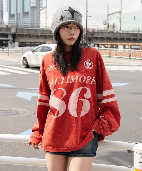 WEGO（ウィゴー）の「WEGO/【26年春夏新作】ナンバリングT(LS)（Tシャツ/カットソー・メンズ・レッド/ネイビー/ブラック・MEDIUM/LARGE）」の14枚目の写真