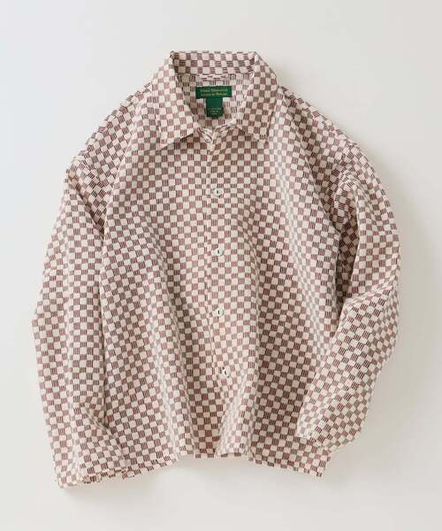 JOURNAL STANDARD relume（ジャーナルスタンダード　レリューム）の「INDIA COTTON ”チェッカー” クロシェシャツ（シャツ/ブラウス・メンズ・ブルー系その他/モスグリーン/ブラック/シャーベット・MEDIUM/LARGE）」の4枚目の写真