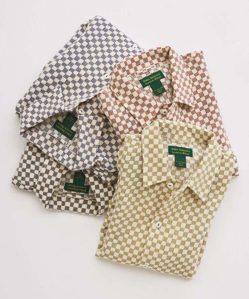 JOURNAL STANDARD relume（ジャーナルスタンダード　レリューム）の「INDIA COTTON ”チェッカー” クロシェシャツ（シャツ/ブラウス・メンズ・ブルー系その他/モスグリーン/ブラック/シャーベット・MEDIUM/LARGE）」の6枚目の写真