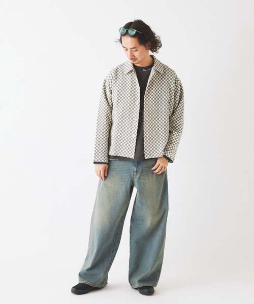 JOURNAL STANDARD relume（ジャーナルスタンダード　レリューム）の「INDIA COTTON ”チェッカー” クロシェシャツ（シャツ/ブラウス・メンズ・ブルー系その他/モスグリーン/ブラック/シャーベット・MEDIUM/LARGE）」の11枚目の写真