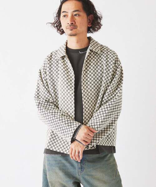 JOURNAL STANDARD relume（ジャーナルスタンダード　レリューム）の「INDIA COTTON ”チェッカー” クロシェシャツ（シャツ/ブラウス・メンズ・ブルー系その他/モスグリーン/ブラック/シャーベット・MEDIUM/LARGE）」の15枚目の写真