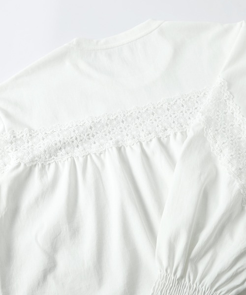SUGAR BISKET(シュガービスケット)の「透かし編みレースデザイントップス(Tシャツ/カットソー・レディース・ブラック/ホワイト・フリー)」の12枚目の写真