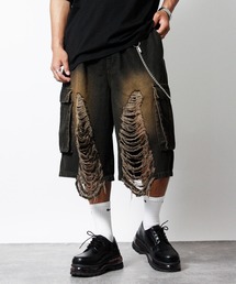 NYLAUS（ナイラス）の「【NYS】2026新作 クラッシュダメージ カーゴハーフパンツ ショーツ カーゴパンツ デニムハーフパンツ（カーゴパンツ）」