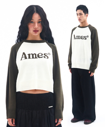 AMESWORLDWIDE | BASIC RAGLAN PULLOVER KNIT KHAKI(ニット/セーター)
