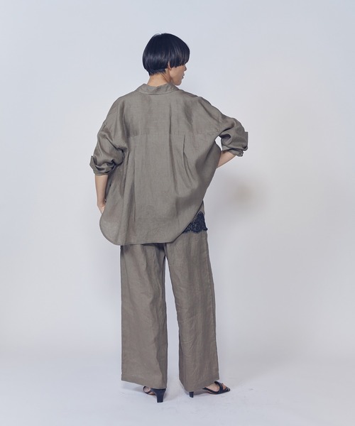 1er Arrondissement(プルミエアロンディスモン)の「ウォッシュリネンイージーパンツ(その他パンツ・レディース・ベージュ/ブラック系その他3・38/36)」の4枚目の写真