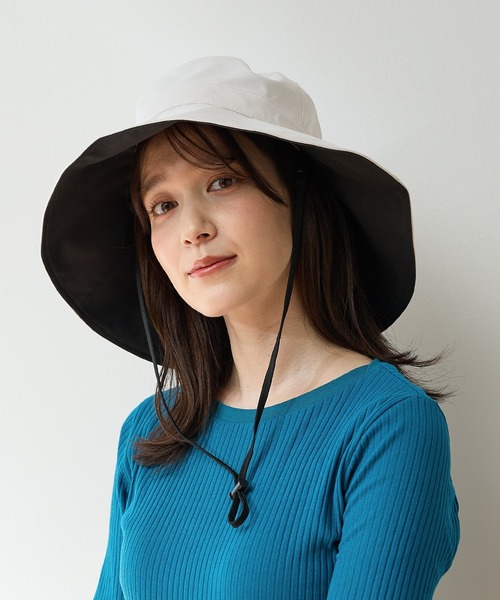 Honeys（ハニーズ）の「【接触冷感・吸水速乾・ＵＶカット・遮熱】遮光１００％つば広ハット（ハット・レディース・チャコール/ライトグレー系/ブラック/ライトベージュ・FREE）」の3枚目の写真