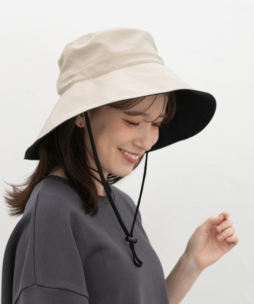Honeys（ハニーズ）の「【接触冷感・吸水速乾・ＵＶカット・遮熱】遮光１００％つば広ハット（ハット・レディース・チャコール/ライトグレー系/ブラック/ライトベージュ・FREE）」の4枚目の写真