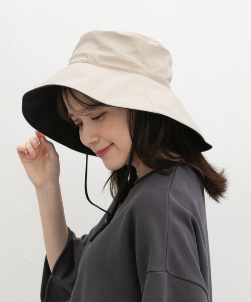 Honeys（ハニーズ）の「【接触冷感・吸水速乾・ＵＶカット・遮熱】遮光１００％つば広ハット（ハット・レディース・チャコール/ライトグレー系/ブラック/ライトベージュ・FREE）」の19枚目の写真