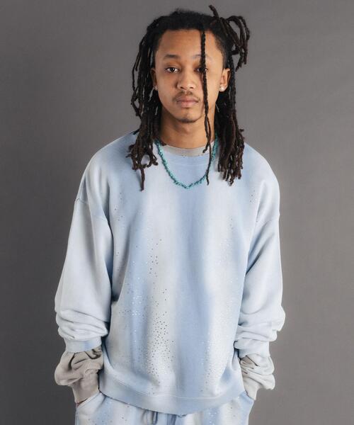 FR(13)NDS(フレンズ)の「FR(13)NDS/フレンズ/STONE SW CREWNECK(スウェット・メンズ・グレー/ブルー・L/M)」の2枚目の写真