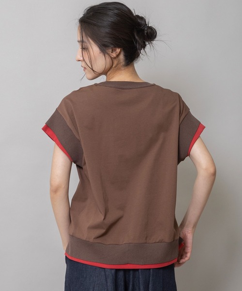 Munich(ミューニック)の「コットンジャージ×ニットリブドッキングトップス(Tシャツ/カットソー・レディース・ホワイト/ブラウン/ダークグレー・FREE)」の20枚目の写真
