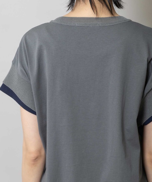 Munich(ミューニック)の「コットンジャージ×ニットリブドッキングトップス(Tシャツ/カットソー・レディース・ホワイト/ブラウン/ダークグレー・FREE)」の8枚目の写真