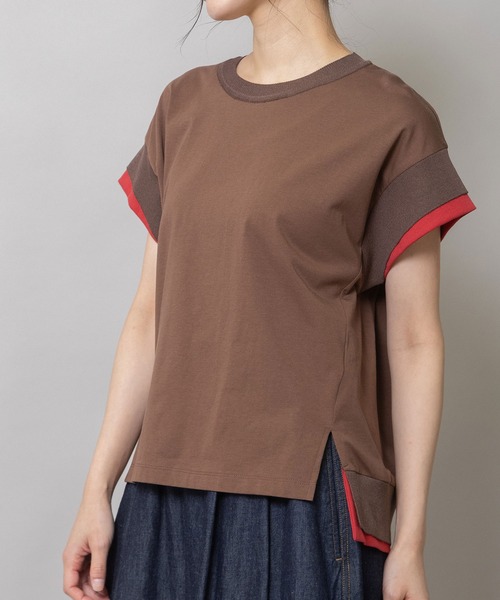 Munich(ミューニック)の「コットンジャージ×ニットリブドッキングトップス(Tシャツ/カットソー・レディース・ホワイト/ブラウン/ダークグレー・FREE)」の19枚目の写真