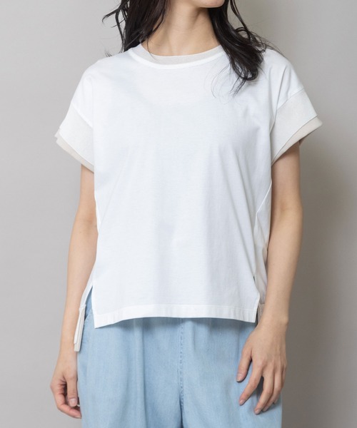 Munich(ミューニック)の「コットンジャージ×ニットリブドッキングトップス(Tシャツ/カットソー・レディース・ホワイト/ブラウン/ダークグレー・FREE)」の12枚目の写真