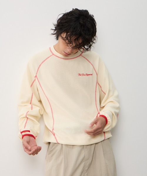 AsRiRe(アスリレイ)の「26ss Contrast Stitch Back Logo Pullover/配色ステッチバックロゴプルオーバー(スウェット・メンズ・ブラック/アイボリー/ブルー・L)」の1枚目の写真