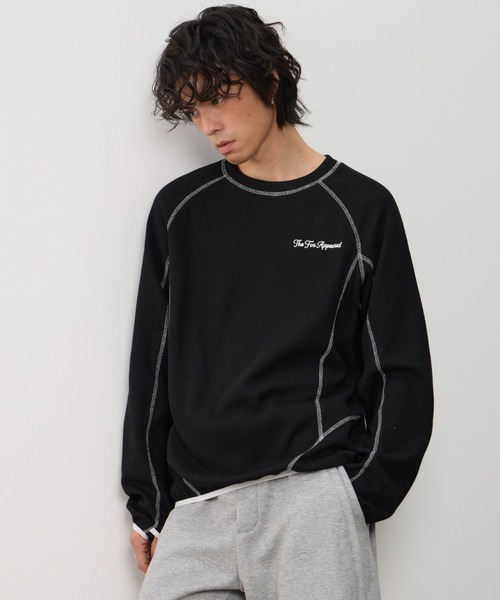 AsRiRe(アスリレイ)の「26ss Contrast Stitch Back Logo Pullover/配色ステッチバックロゴプルオーバー(スウェット・メンズ・ブラック/アイボリー/ブルー・L)」の2枚目の写真