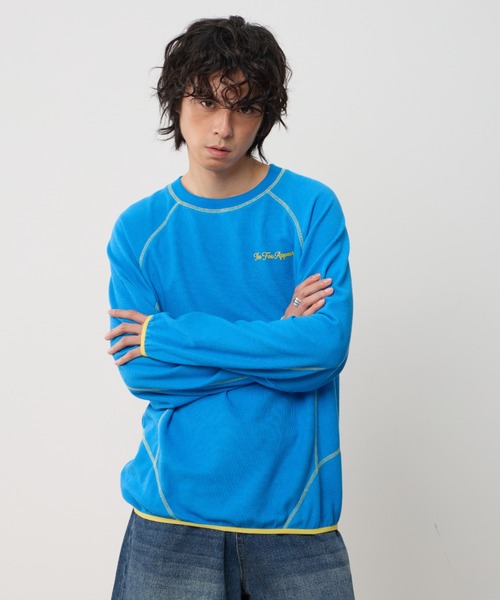 AsRiRe(アスリレイ)の「26ss Contrast Stitch Back Logo Pullover/配色ステッチバックロゴプルオーバー(スウェット・メンズ・ブラック/アイボリー/ブルー・L)」の6枚目の写真