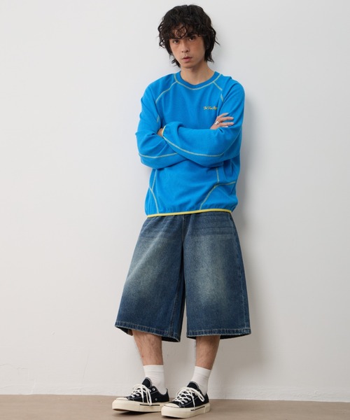 AsRiRe(アスリレイ)の「26ss Contrast Stitch Back Logo Pullover/配色ステッチバックロゴプルオーバー(スウェット・メンズ・ブラック/アイボリー/ブルー・L)」の10枚目の写真