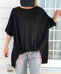 Q | COOL裾ドロストギャザープルオーバー(Tシャツ/カットソー)