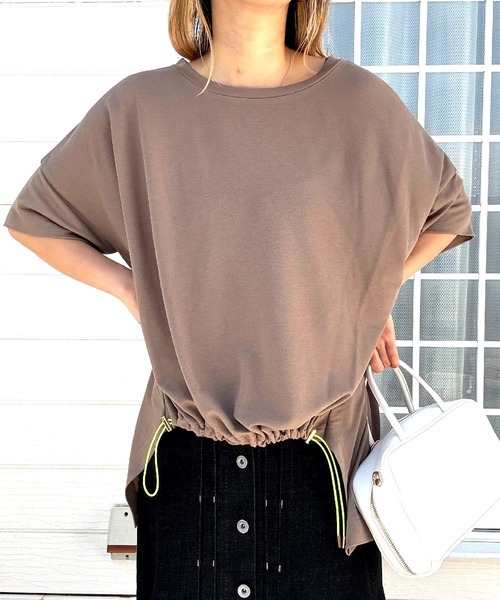 Q（キュー）の「COOL裾ドロストギャザープルオーバー（Tシャツ/カットソー・レディース・ピンク/モカ/ブラック・MEDIUM）」の11枚目の写真