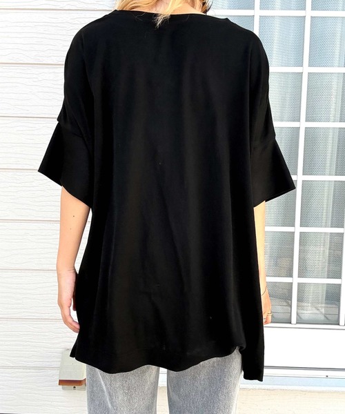 Q（キュー）の「COOL裾ドロストギャザープルオーバー（Tシャツ/カットソー・レディース・ピンク/モカ/ブラック・MEDIUM）」の17枚目の写真