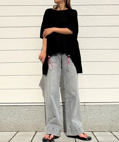 Q（キュー）の「COOL裾ドロストギャザープルオーバー（Tシャツ/カットソー・レディース・ピンク/モカ/ブラック・MEDIUM）」の19枚目の写真