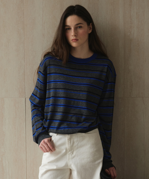 STUDIO&PARC(スタジオアンドパルク)の「Multi Striped Knit_Grey(ニット/セーター・レディース・グレー・FREE)」の1枚目の写真