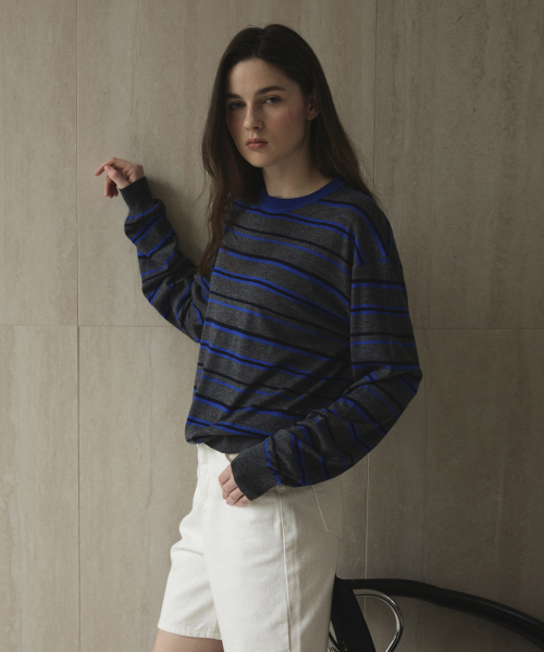 STUDIO&PARC(スタジオアンドパルク)の「Multi Striped Knit_Grey(ニット/セーター・レディース・グレー・FREE)」の5枚目の写真