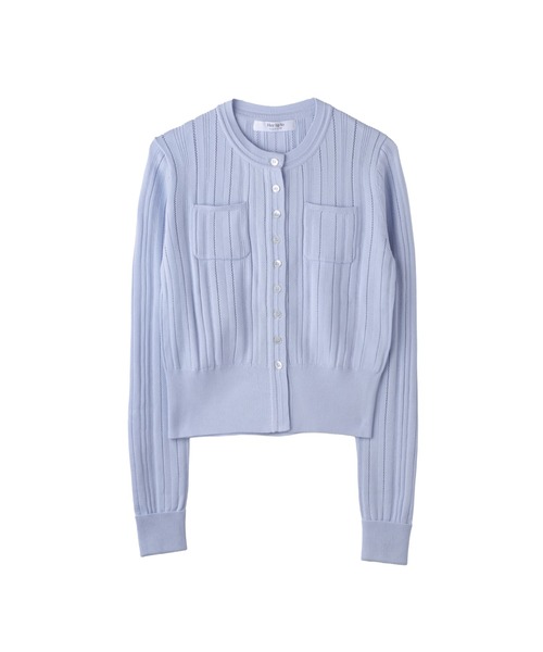 Her lip to(ハーリップトゥー)の「Eyelet Knit Cardigan(カーディガン/ボレロ・レディース・ミント/オフホワイト/ネイビー/サックスブルー/イエロー・FREE)」の4枚目の写真